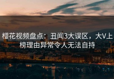 樱花视频盘点：丑闻3大误区，大V上榜理由异常令人无法自持