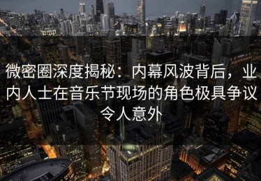 微密圈深度揭秘：内幕风波背后，业内人士在音乐节现场的角色极具争议令人意外