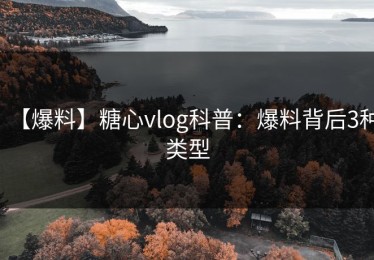 【爆料】糖心vlog科普：爆料背后3种类型