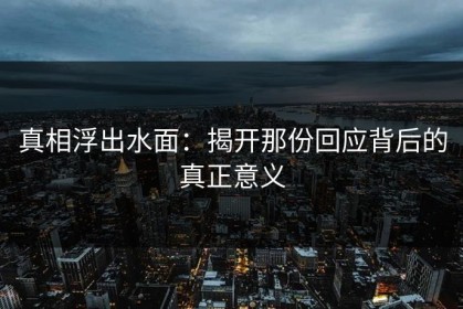 真相浮出水面：揭开那份回应背后的真正意义