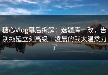 糖心Vlog幕后拆解：选题库一改，告别拖延立刻高级｜凌晨的我太温柔刀了