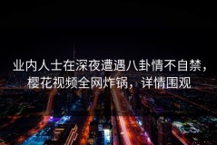 业内人士在深夜遭遇八卦情不自禁，樱花视频全网炸锅，详情围观