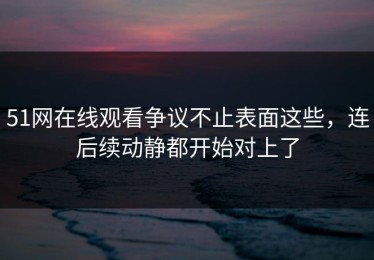 51网在线观看争议不止表面这些，连后续动静都开始对上了