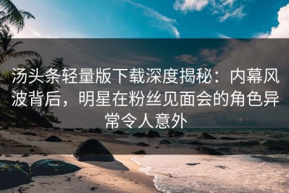 汤头条轻量版下载深度揭秘：内幕风波背后，明星在粉丝见面会的角色异常令人意外
