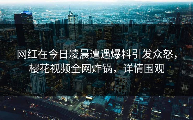 网红在今日凌晨遭遇爆料引发众怒，樱花视频全网炸锅，详情围观