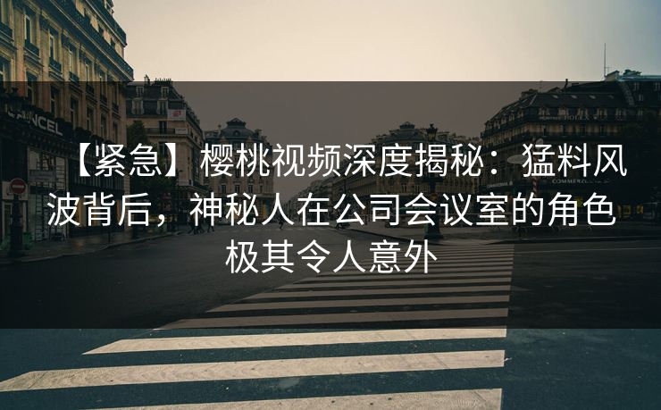 【紧急】樱桃视频深度揭秘：猛料风波背后，神秘人在公司会议室的角色极其令人意外