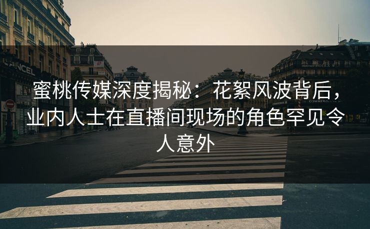 蜜桃传媒深度揭秘：花絮风波背后，业内人士在直播间现场的角色罕见令人意外